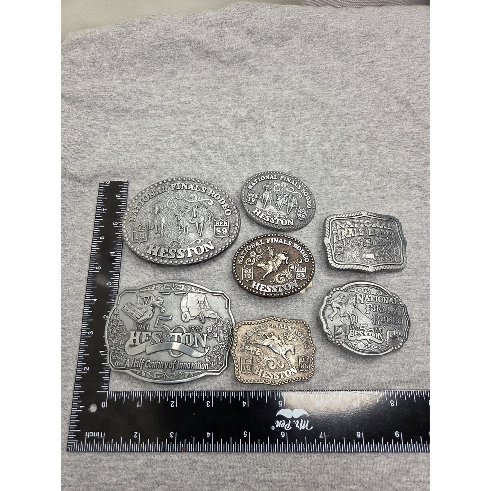 Lot of 7 National Finals Rodeo Belt Buckles 1986 1988 1989 1999 Hesston NFR - Picture 7 of 13